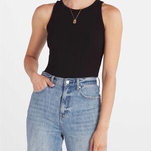Market & Spruce Candi Ribbed Black Bodysuit – Size L – NWT